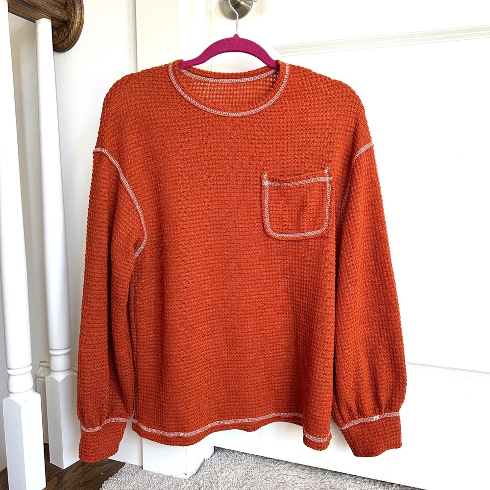 SHEIN LUNE Top-stitching drop shoulder pocket patched tee.